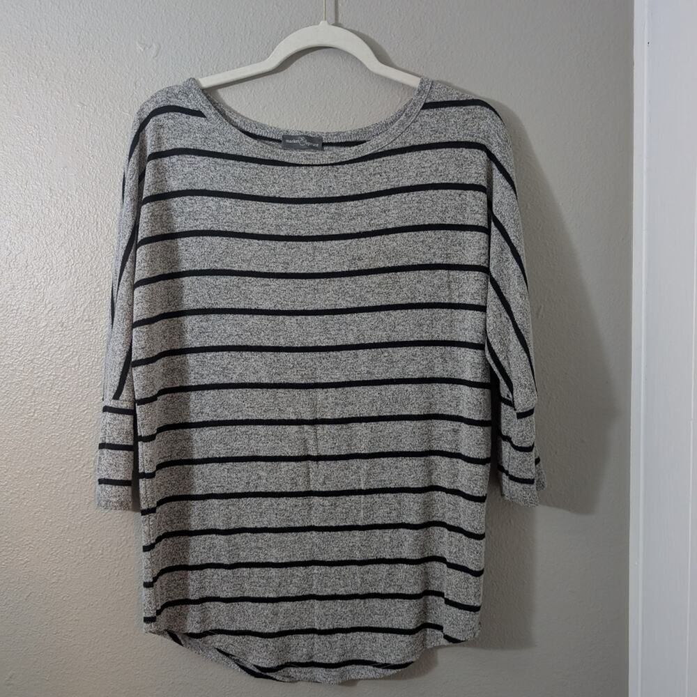 Market & Spruce Striped Gray and Black Women's Top